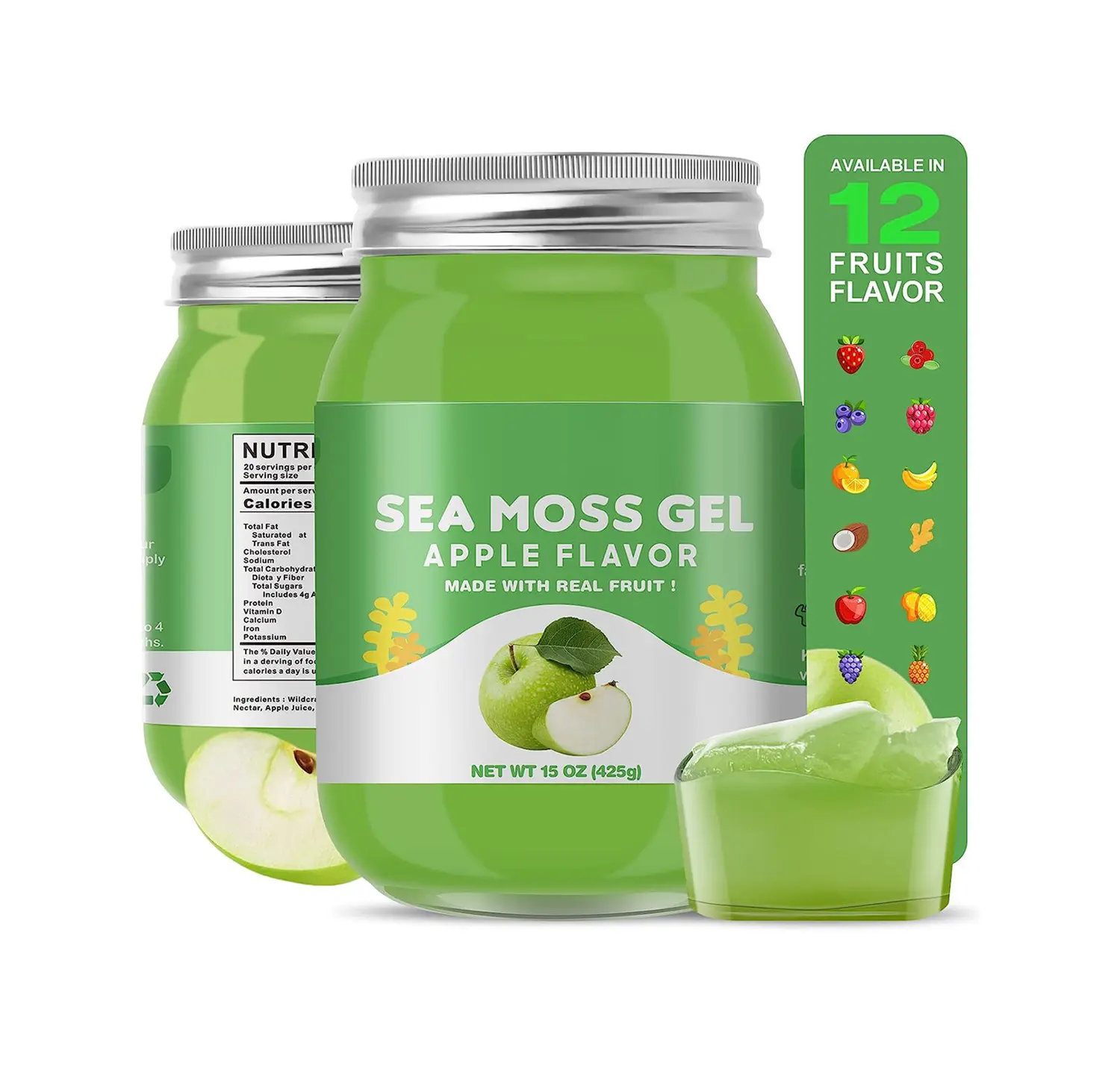 Zeemosgel Organische Rauwe Gearomatiseerde Irish Seamoss Gel Immuun-En Spijsverteringsondersteuning Vitamine Mineraal Antioxidant Supplementen