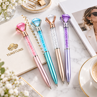 Stylo bille fantaisie diamanté avec corps décoré de cristaux, prise en main confortable, encre noire, personnalisable, fourniture en gros, stylo de papeterie tendance