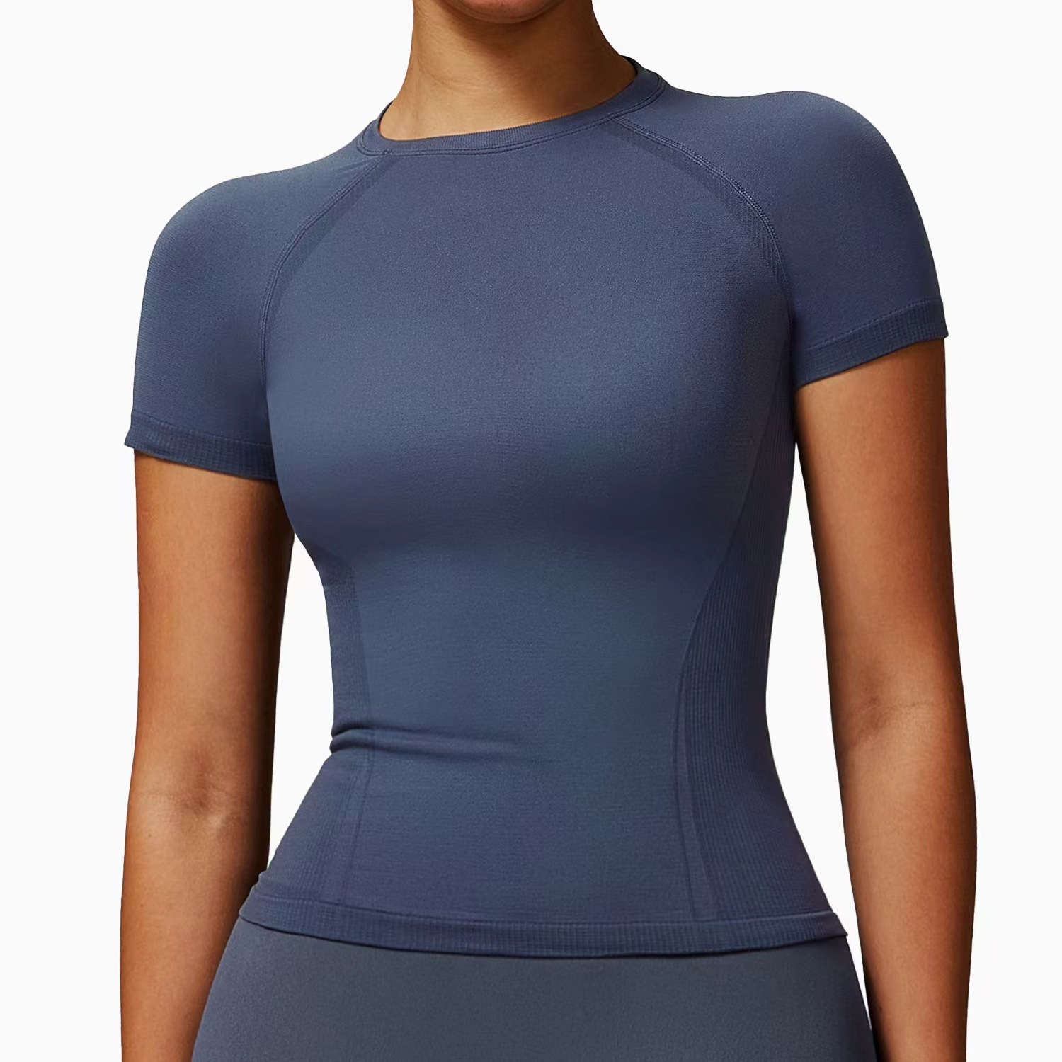Hot Sale Breathable Seamless Women's Short Sleeve Crop Top Yoga Compression Gym Shirts Spandex/Nylon Workout Tops