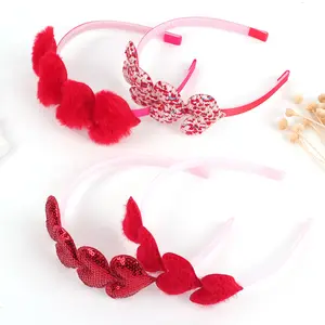 Hot selling hair accessories for kids retro sweet headband for Valentine's Day pink heart Headband