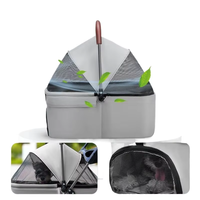 Poussette pliable réglable à 4 roues pour animaux de compagnie avec plateau, transporteur respirant pour petits chiens et chats
