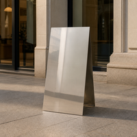 Panneau publicitaire autoportant en acier inoxydable double face 30x60cm pour vitrine et trottoir