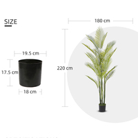 Pohon Palem Buatan Tinggi 220cm, Pohon Kurma Kurcaci Tiruan, Tanaman Buatan untuk Dekorasi Rumah Dalam Ruangan