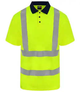 High visibility reflective fluorescent polyester safety t shirt