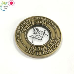 Alta calidad Mason Master Faith Hope recuerdo Chapado en latón antiguo personalizar Moneda de Metal esmalte suave monedas de desafío con acrílico - Product Image 2