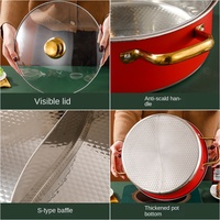 Marmite à fondue double saveur en acier inoxydable pour la maison, avec compartiments séparés pour deux saveurs, marmite à soupe antiadhésive à motif écaille de poisson