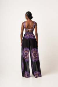 Oem personalizado Crop Tops patrón estampado largo Kimono gasa pantalones Casual Co Ord elegante juego de 3 piezas Conjunto para las mujeres - Product Image 3