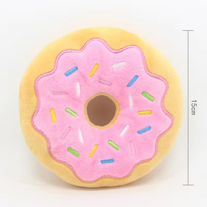 Hot Selling High Quality Cartoon Donut Shaped Dog Squeak <b>Plush</b> Velvet Chew Interactive Toy - Product Image 2