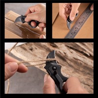 Outil multifonction pliable portable avec micro-lame courbée, porte-clés, pendentif, coupe-boîte avec clip dorsal pour la maison et le transport quotidien