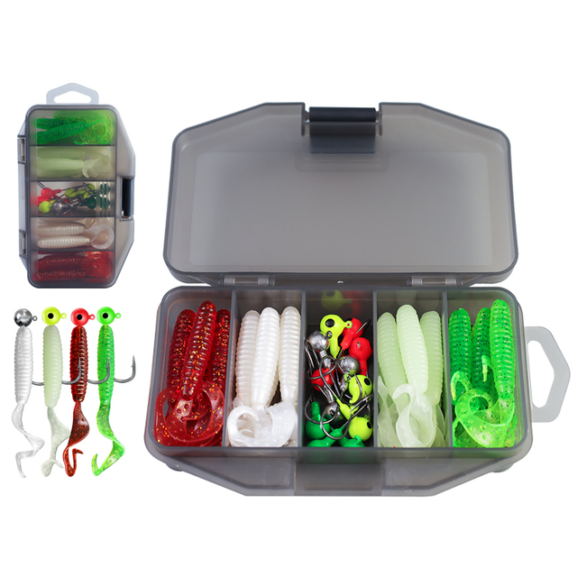Oem 37pcs 152g Soft Bait Worm Set Soft Baits Fishing Lures Kit Lead Fishing Hook Fishing Lure Set
