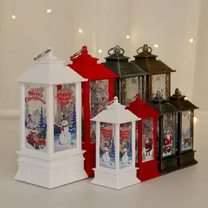 烛台雪人圣诞老人塑料灯电池操作圣诞装饰悬挂圣诞发光二极管雪灯