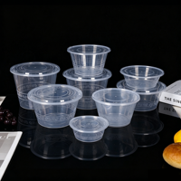 Vente en gros de bols à collation en plastique jetables transparents ronds empilables, résistants au congélateur, en PP, 360 ml, 500 ml, 1000 ml