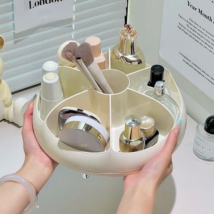 <b>Rotating</b> Cosmetic Storage Box Cream Color 4 In 1 Organizer For Makeup <b>Desk</b> Storage - Product Image 4