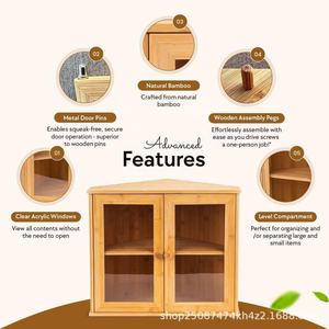 बड़ी क्षमता बांस के कोने ब्रेड बॉक्स रसोई के लिए लकड़ी की रोटी रोटी का भंडारण भोजन बॉक्स - Product Image 3