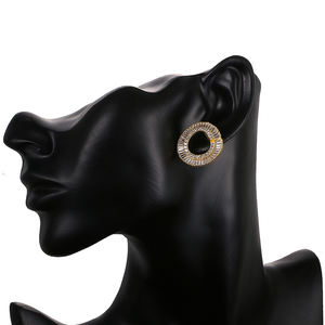 हीवेदर गहने शीर्ष गुणवत्ता वाले क्यूबिक जिरकॉन स्टड महिलाओं फैशन राउंड गोल्ड-कलर इयररिंग्स E-46 - Product Image 5