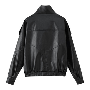 <span class=keywords><strong>Veste</strong></span> en cuir décontractée pour <span class=keywords><strong>femme</strong></span> à col montant et manches longues, style européen et américain, best-seller du commerce transfrontalier - Product Image 6