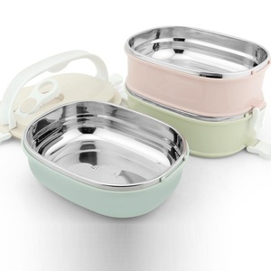 Gradient Color Japanese Round Lunch Box Thermal For Food Bento Box Stainless Steel Lunchbox For Kids Portable Picnic School