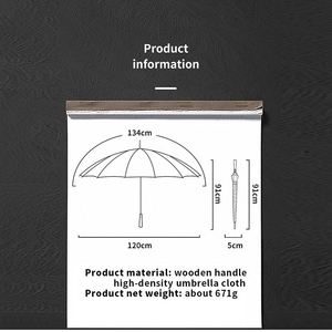 400T Dark Pattern 16 Bone Straight Handle <b>Umbrella</b> Anti-strong Wind Double Lotus Bone 120cm Long Handle <b>Umbrella</b> - Product Image 5