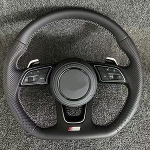 Volant de course personnalisable <span class=keywords><strong>S</strong></span> <span class=keywords><strong>Line</strong></span> en cuir noir semi-perforé pour <span class=keywords><strong>Audi</strong></span> <span class=keywords><strong>A3</strong></span> 8V A4 A6 C7 B8 B9 RS3 S3 S5 Q3 SQ5 Q8 - Product Image 2