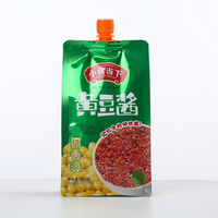 Emballage de remplissage de liquide de boisson à fond plat, imprimé sur huit côtés, Mini découpé à la matrice, sac en plastique, pochette de bec debout
