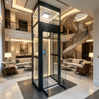 Ascenseur de villa résidentielle moderne de luxe, entraînement par traction sans engrenages, construction en acier inoxydable, multi-tension haute performance