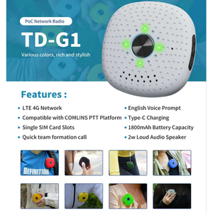 Walkie Talkie COMLINS TD G1 con 4G LTE, ultraligero de 79g, tipo C, batería de 1800mAh, altavoz de 2W, IP35, VHF/UHF, alcance ilimitado - Product Image 3