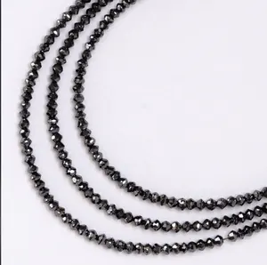 Wholesale Factory Price Jewelry Making Natural Black Diamond Stone Beads Faceted Rondelle At Wholesale Price From Manufacturer