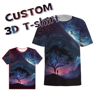 Großhandel Ai 3D-Muster Digitaldruck Übergröße Rundhalsausschnitt T-Shirts individuelles 3D einteiliges grafisches Digitaldruck-T-Shirt für Herren