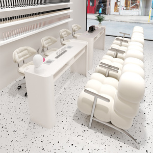 Table à ongles blanche moderne, mobilier de salon, poste de travail en métal, équipement de studio de beauté, personnalisable - Product Image 2