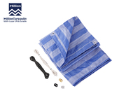 Bâche en toile PE rayée bleue et blanche, imperméable, pour camping et couverture de sol