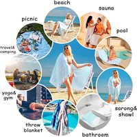 Custom Large Sand-Free Turkish Cotton Beach Towel Super Absorbent Lightweight Private Logo Striped Tropical Oversized Bath Towel