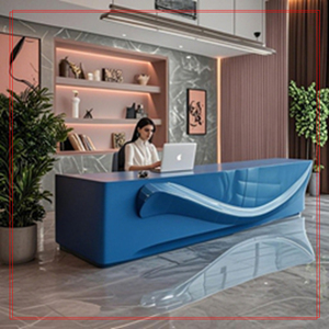 Fiberglass Deluxe Lobby Reception Desk Luxury Modern Front Desk Art Shape for Business Office - Product Image 1