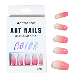 En vrac français ombre presse sur les ongles dégradé rose faux ongles ballerine mode acrylique <span class=keywords><strong>court</strong></span> conique <span class=keywords><strong>carré</strong></span> faux ongles conseils personnalisés - Product Image 6