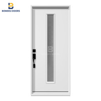 Porte en verre trempé en aluminium blanc américain, porte principale en acier inoxydable, grande porte commerciale pour maison
