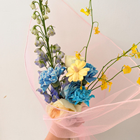 SINOWRAP Nouveauté : emballage carré en maille avec bordure pour produits d'emballage de fleurs fraîches