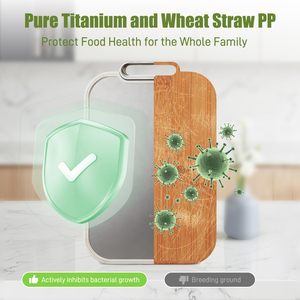 Tabla de Cortar de Titanio para Cocina, Doble Cara, Titanio Puro, Paja de Trigo, PP, Grado Alimenticio, Antideslizante, Duradera - Product Image 4