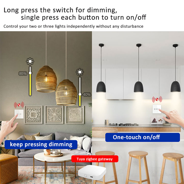 GRSICO 2022 zigbee TUYA US smart dimmer glass touch switch with amazon alexa and google home  wifi remote app control