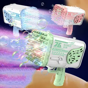 Grosir Mainan Pistol Gelembung Besar Plastik 76 Lubang Mesin Pistol Gelembung Anak-anak Luar Ruangan Musim Panas