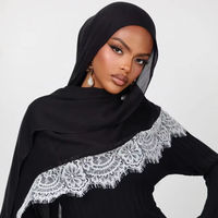 Nouvel Arrivage FRC 2026 – Voile en Dentelle Modal Couleur Unie, Coton Respirant, Écharpe Châle Foulard en Modal Bambou avec Dentelle