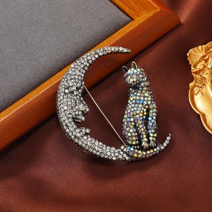 <span class=keywords><strong>Spilla</strong></span> Vintage a Forma di Luna con Strass, Elegante Accessorio per Cappotti da Donna, <span class=keywords><strong>Spilla</strong></span> per Abiti da Uomo - Product Image 1