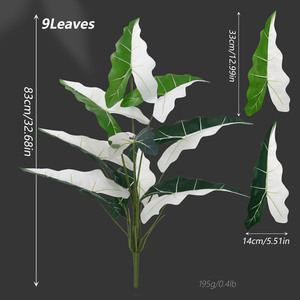 Planta Artificial Salyan Alocasia en Maceta, Árbol Artificial para Interiores, Decoración para Sala de Estar, Accesorios de Fotografía - Product Image 6