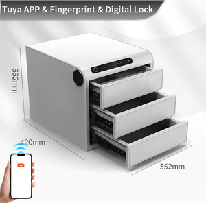 CEQSAFE Coffre-fort intelligent avec WIFI et Bluetooth, application TUYA, 3 tiroirs en cuir de qualité supérieure, rangement sécurisé, boîte de rangement personnalisée avec empreinte digitale - Product Image 3