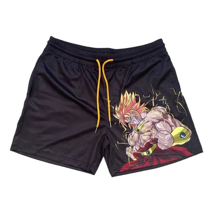 Manufacturer Custom men's black sports running gym anime cartoon mesh basketball shorts for men