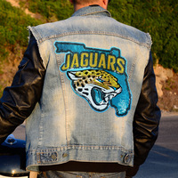 Patch brodé en sequins tête de léopard Jacksonville Jaguars Football pour chaussures, chapeaux, manteaux et vêtements