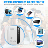 Prix de gros PIX-LINK Répéteur Wifi sans fil Amplificateurs longue portée Amplificateur de signal WiFi 300Mbps avec port Internet pour la maison
