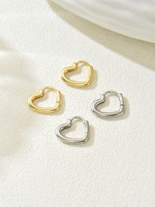 Pendientes de aro en forma de corazón geométricos de cobre chapado en oro de alta calidad para mujer, joyería de circón de moda para regalos de fiestas - Product Image 6