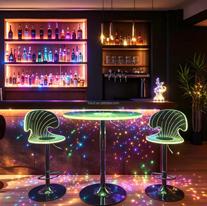 Table de <span class=keywords><strong>bar</strong></span> lumineuse à LED vertes en forme de vague, tabouret de <span class=keywords><strong>bar</strong></span> en acrylique lumineux, pour projets d'aménagement de bars à vin en extérieur sur toits - Product Image 2