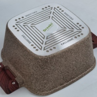 Batterie de Cuisine Carrée en Aluminium Moulé Sous Pression Design Moderne Très Vendue avec Revêtement Marbré et Logo Personnalisé