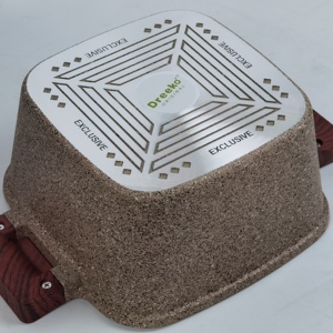 Batterie de Cuisine Carrée en Aluminium Moulé Sous Pression Design Moderne Très Vendue avec Revêtement Marbré et Logo Personnalisé - Product Image 6