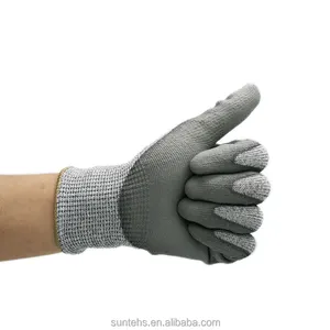 Sarung tangan pelindung jari telapak tangan PU kualitas tinggi 16-560 sarung tangan perlindungan menyeluruh mulus abu-abu